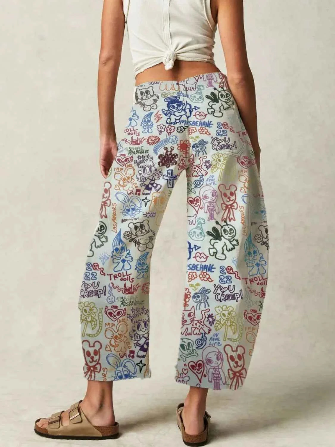 Printed Wide Leg Jeans