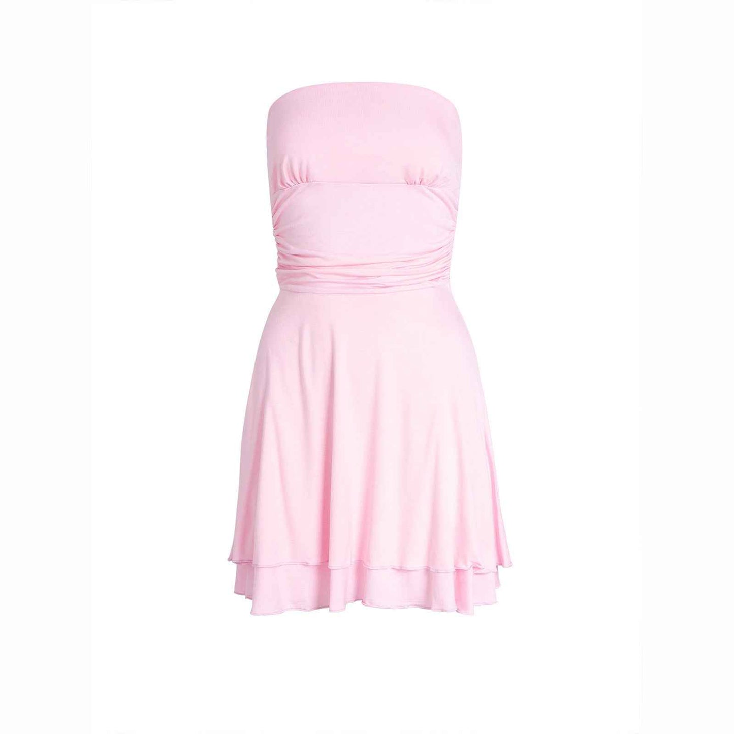 Y2K Tube-top Short Dress for Women - Summer Pleated Style