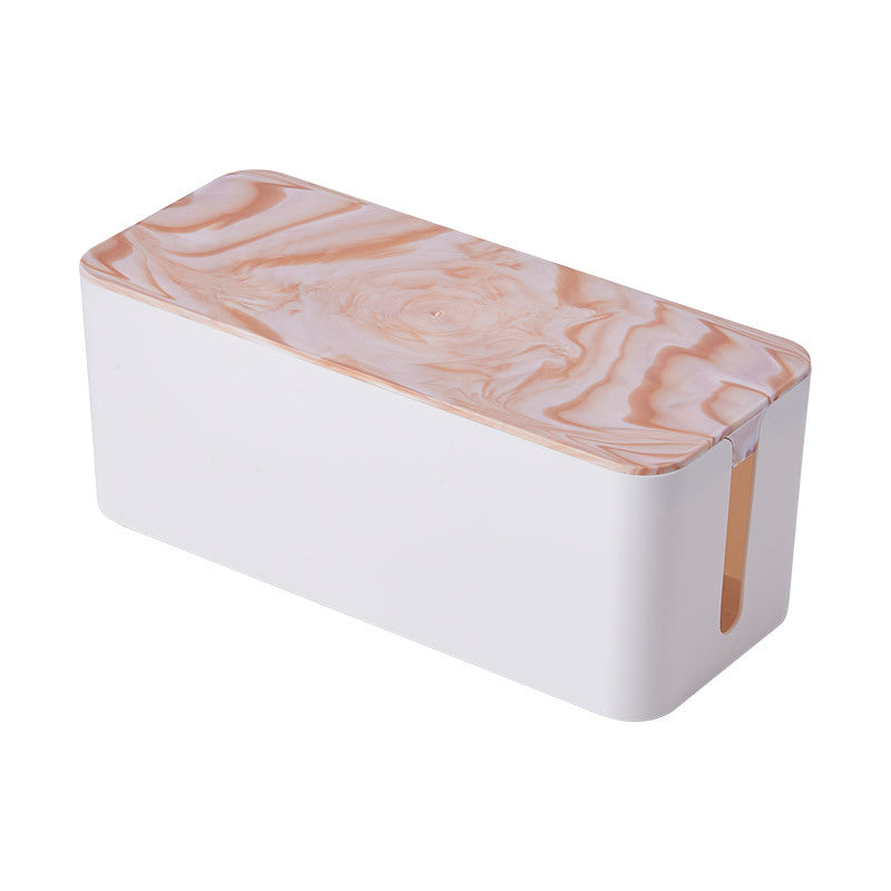 Plastic Wire Storage Box, Power Plug Board, Wire Box, Imitation Teak Pattern Cover, Junction Box, Data Wire Storage Box