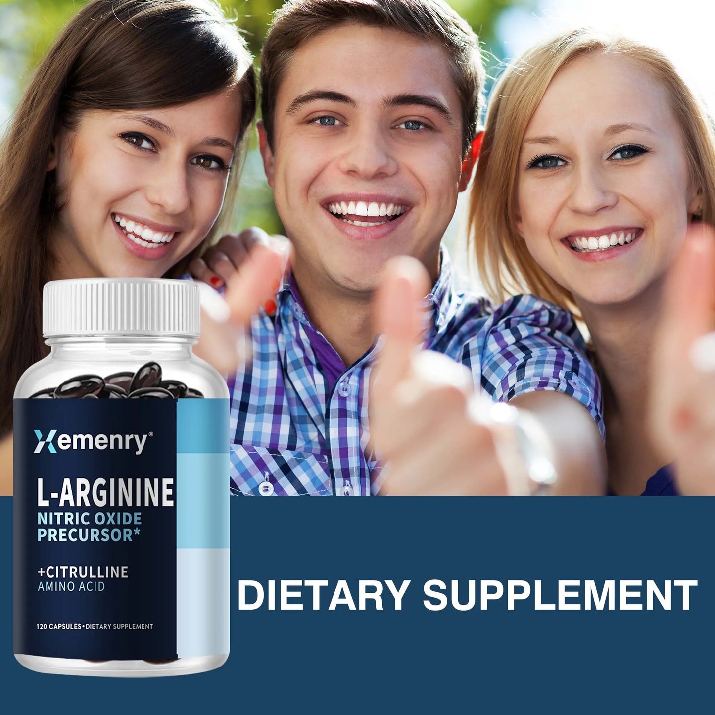 L-Arginine Nitric Oxide Booster - Enhance Muscle Strength, Endurance & Blood Flow - 120 Capsules