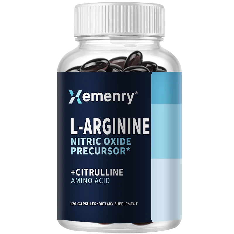 L-Arginine Nitric Oxide Booster - Enhance Muscle Strength, Endurance & Blood Flow - 120 Capsules 120 Capsules United States