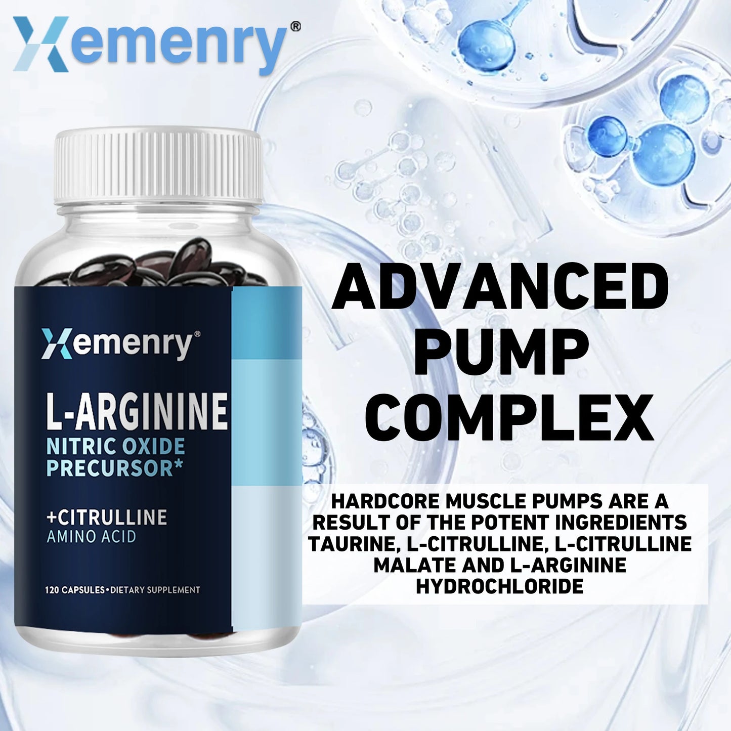 L-Arginine Nitric Oxide Booster - Enhance Muscle Strength, Endurance & Blood Flow - 120 Capsules