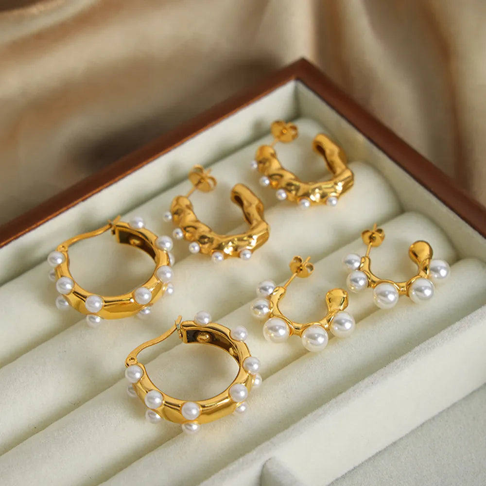 Signature Synthetic Pearl 18K Gold-Plated Earrings