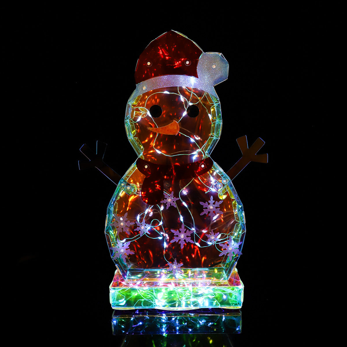 Signature Christmas Colorful Glowing Snowman Ornament Flat Snowman Desktop Plug in Night Light
