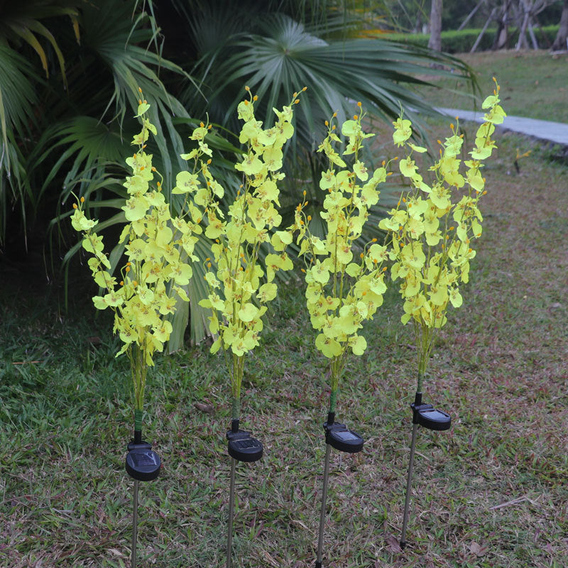LED Solar Simulation Plant Lamp Luminous Phalaenopsis Outdoor Courtyard Lawn Decorative Ground Plug Lamp