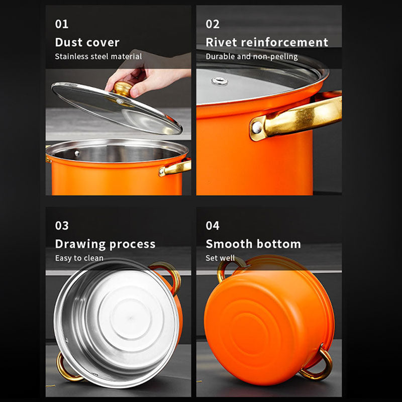 Orange Stock Pot and 24cm Frying Pan Set