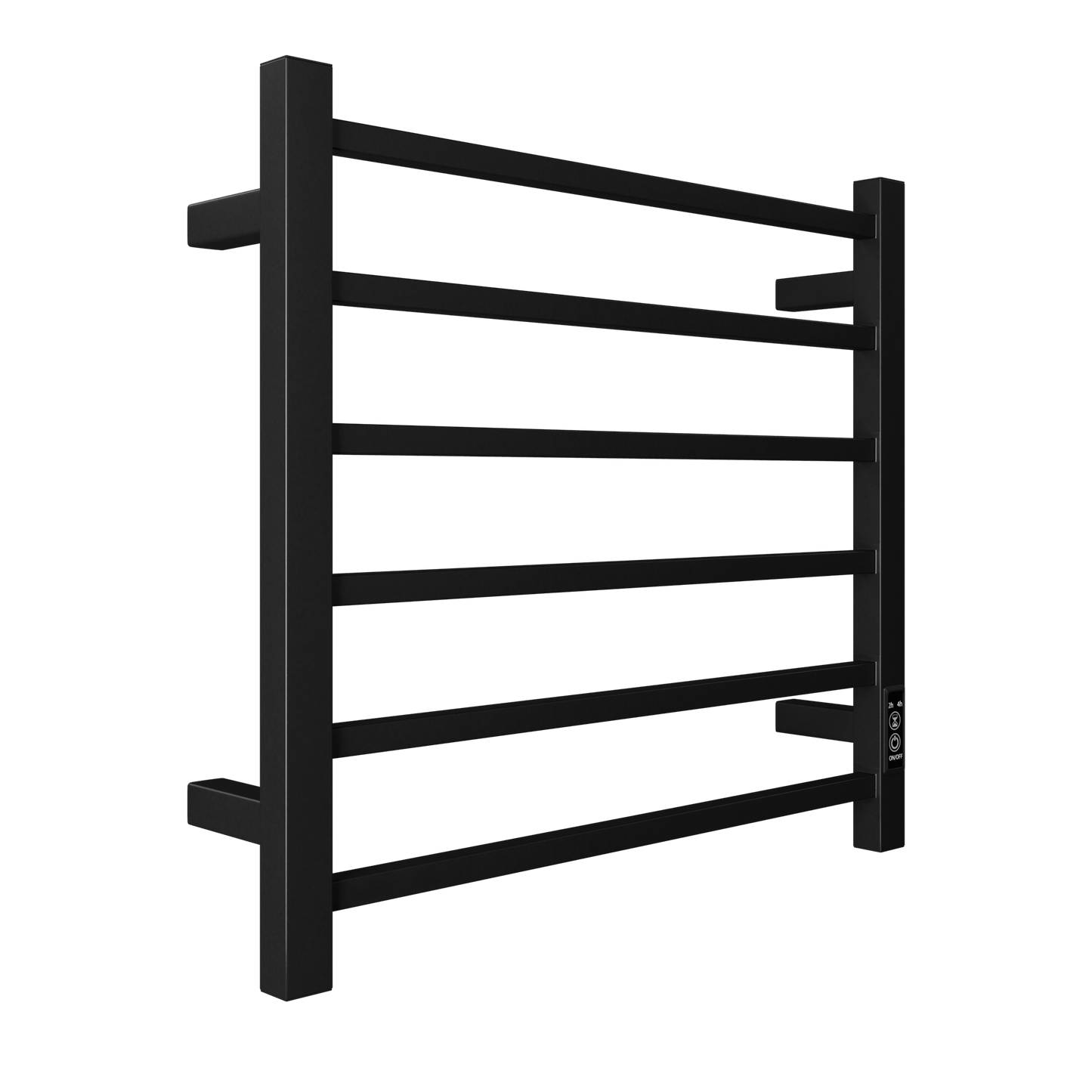 Towel Bliss 6-Bar Electric Heated Towel Rack with Timer - Wall-Mount, Matt Black