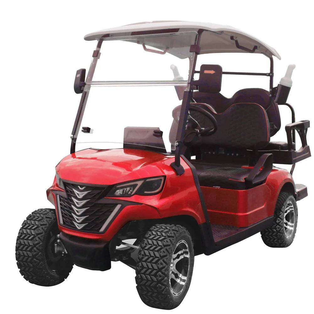 Affordable 4-Passenger Electric Golf Cart - Street Legal with Fuel-Efficient Gasoline Engine Red