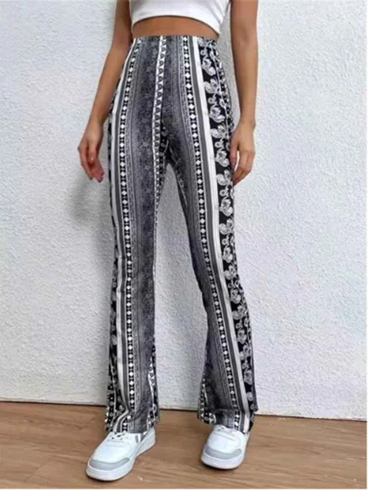 2024 New Summer Stretch Slimming Pants Fashion Printed Slinm Pants Street Vacation Beach Bohemian Style Women's Pants