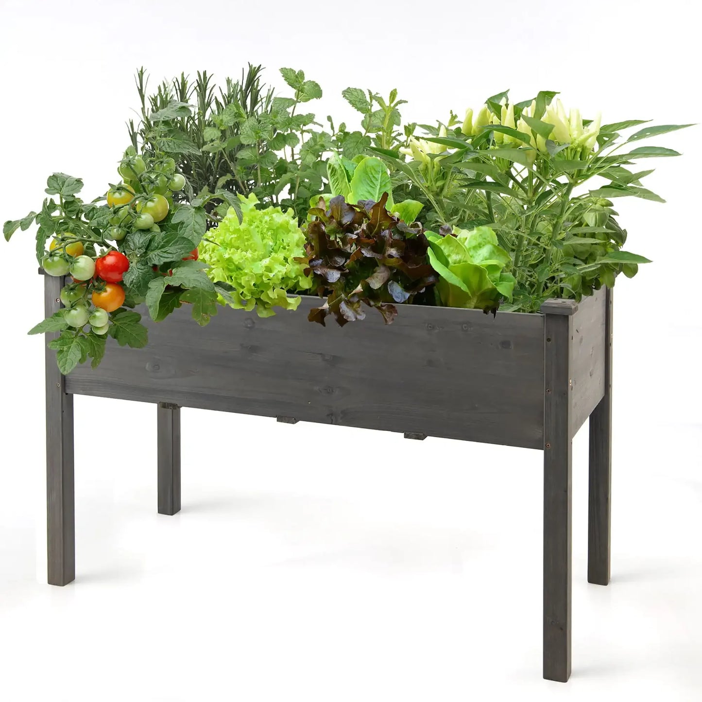 Wooden Raised Vegetable Garden Bed Elevated Grow Vegetable Planter Grey