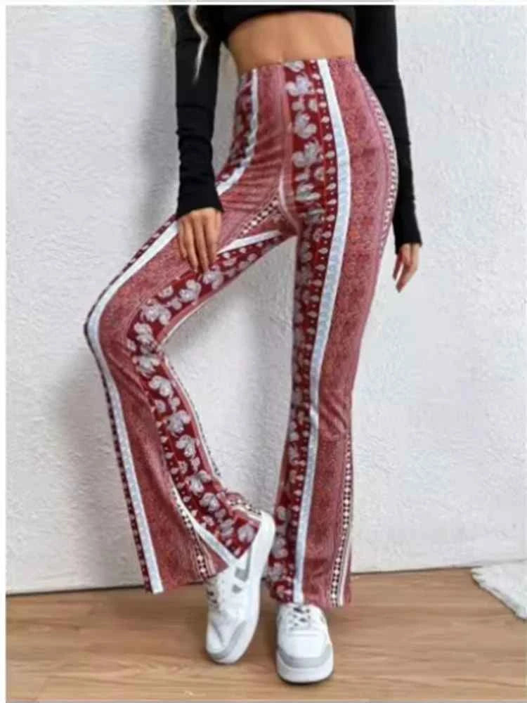 2024 New Summer Stretch Slimming Pants Fashion Printed Slinm Pants Street Vacation Beach Bohemian Style Women's Pants
