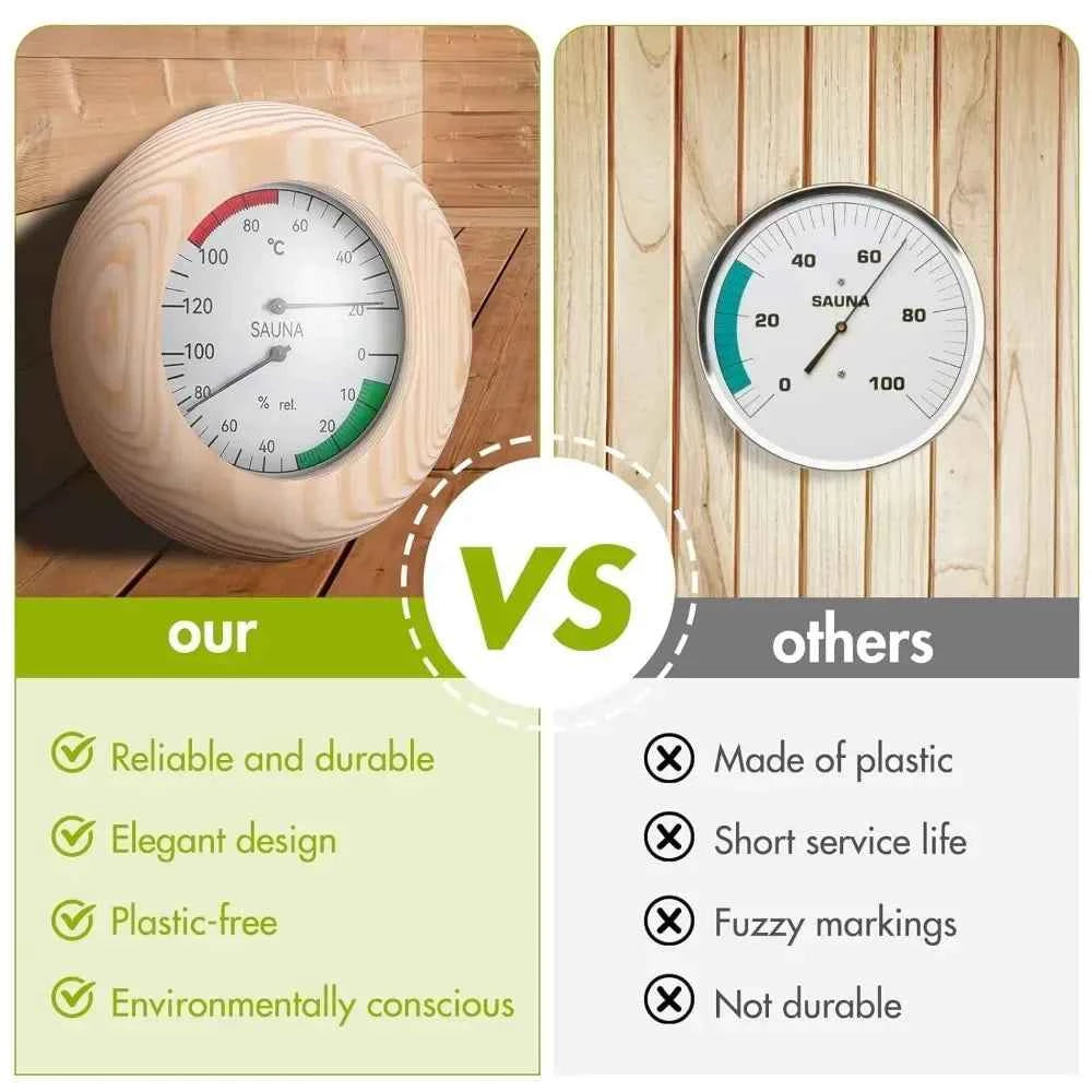 Portable Wooden Sauna Thermometer round Hygrometer Temperature Measurement Tool for Sauna Rooms Accessories