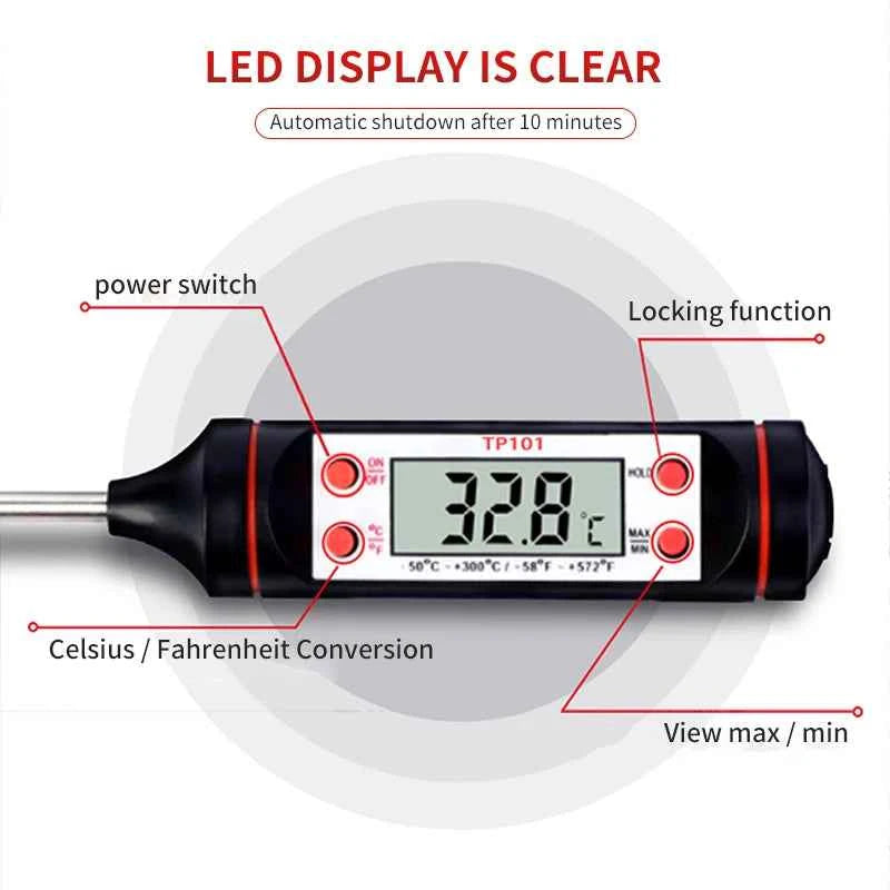 Digital Chef Pro Thermometer - Top-Rated Electronic Probe with Liquid Crystal Display
