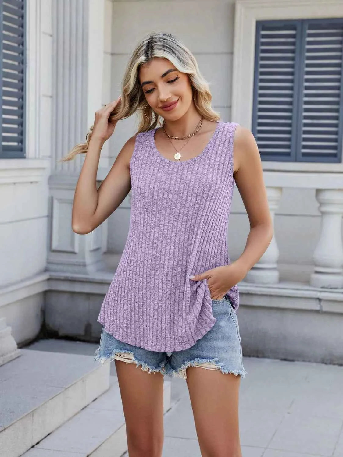Ribbed Round Neck Tank