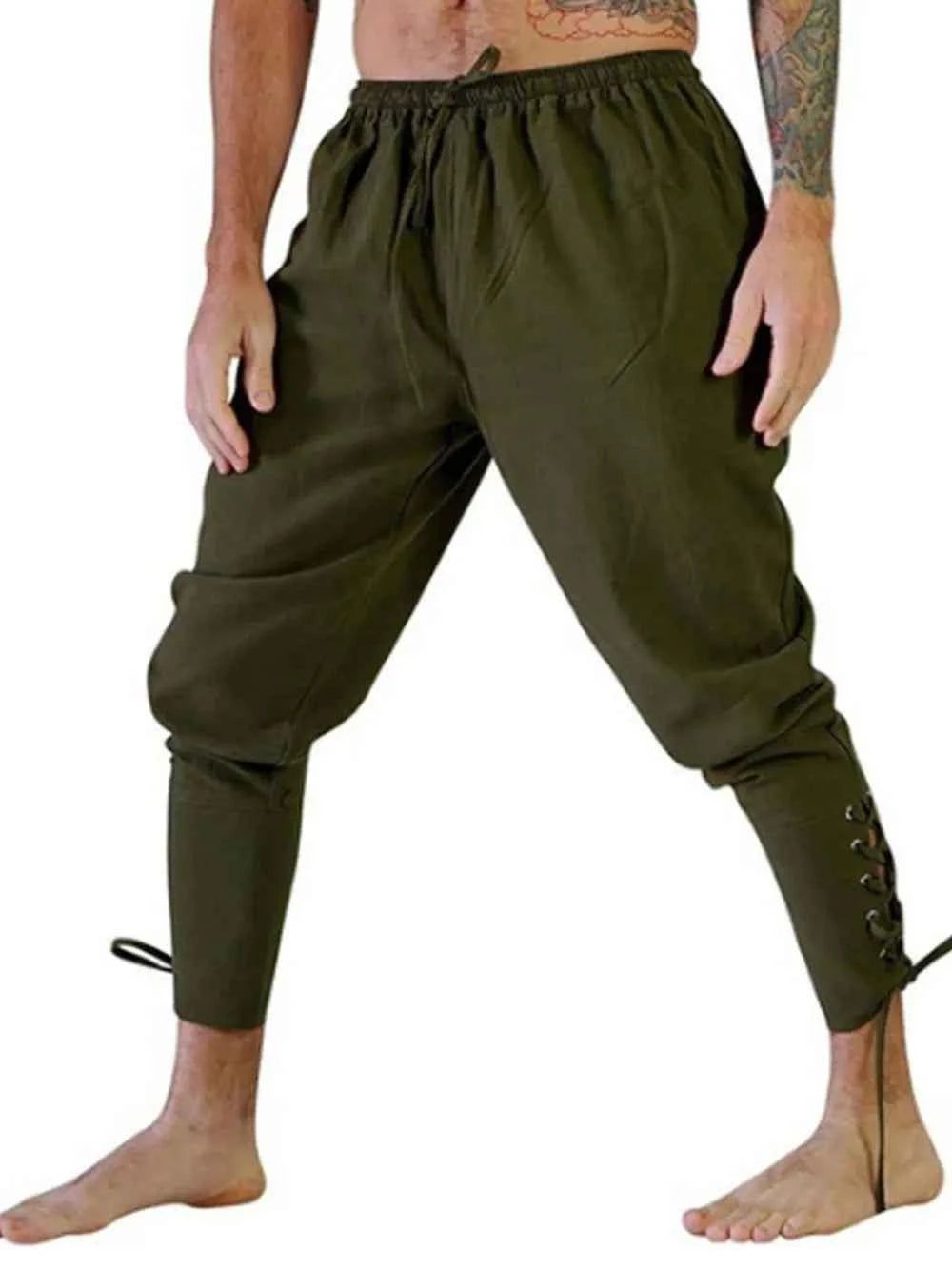Signature Men's Full Size Drawstring Joggers Plus Size Army Green S