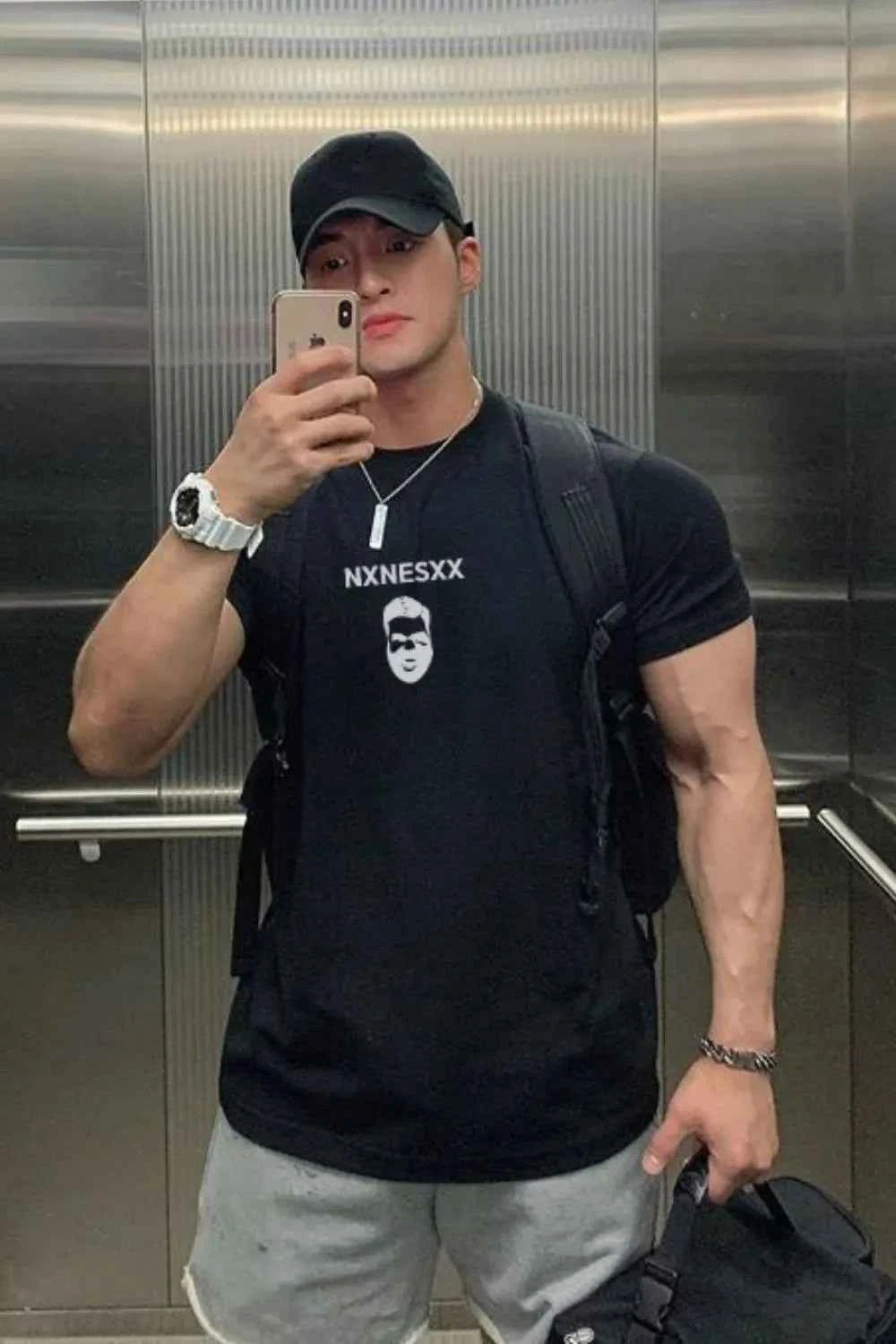 Men's Plus Size Round Neck Short Sleeve T-Shirt Black