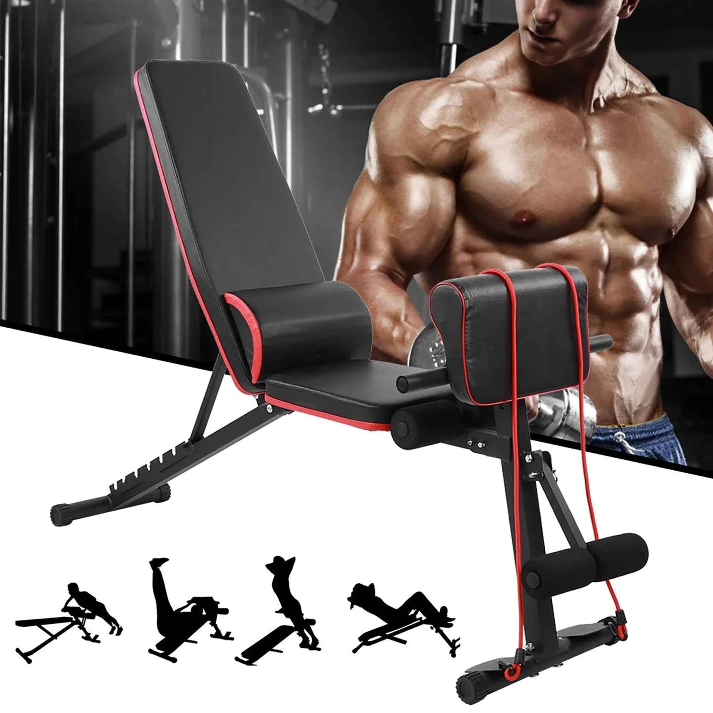 UltraLux Adjustable Weight Bench Full Body Workout Foldable Incline Decline Exercise Workout Bench for Home Gym Strength Training Incline