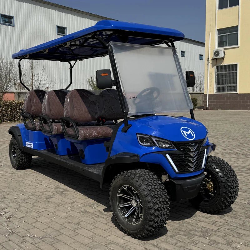 Affordable 4-Passenger Electric Golf Cart - Street Legal with Fuel-Efficient Gasoline Engine Blue