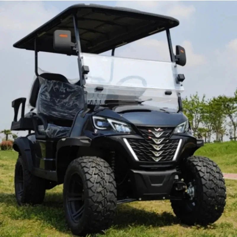 Affordable 4-Passenger Electric Golf Cart - Street Legal with Fuel-Efficient Gasoline Engine Black