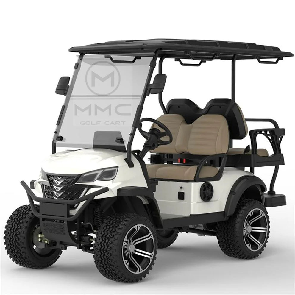 Affordable 4-Passenger Electric Golf Cart - Street Legal with Fuel-Efficient Gasoline Engine White