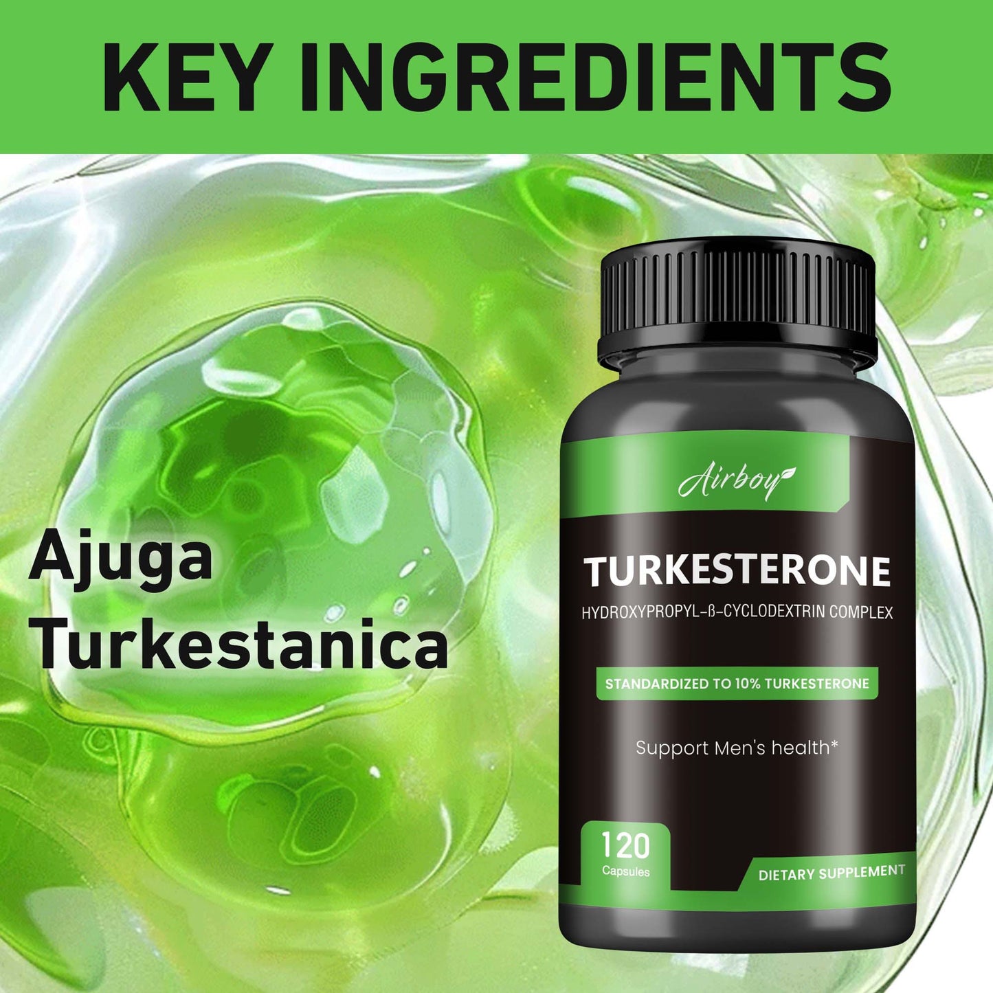 My Store Turkesterone muscle booster supplement with key ingredients for men's health, 120 capsules