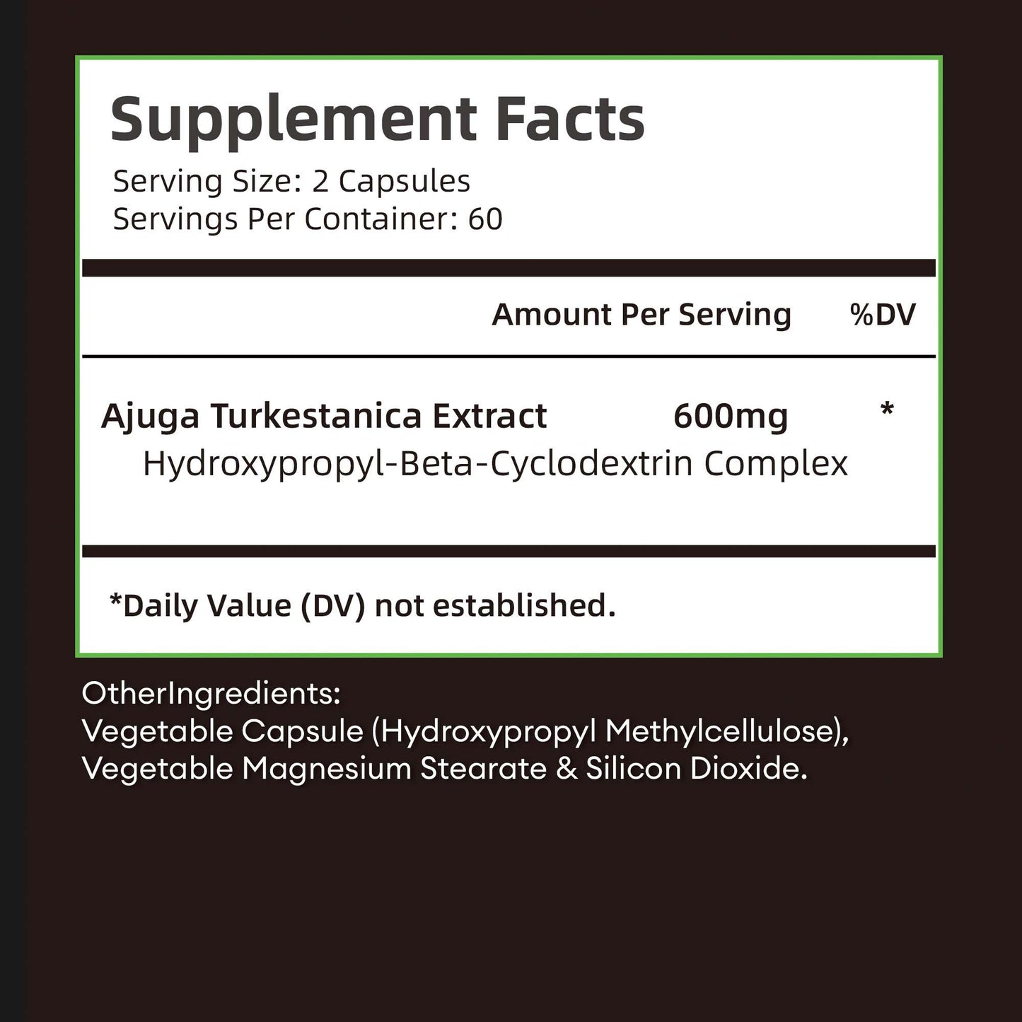 My Store Turkesterone muscle booster supplement facts showing ingredients and dosage information