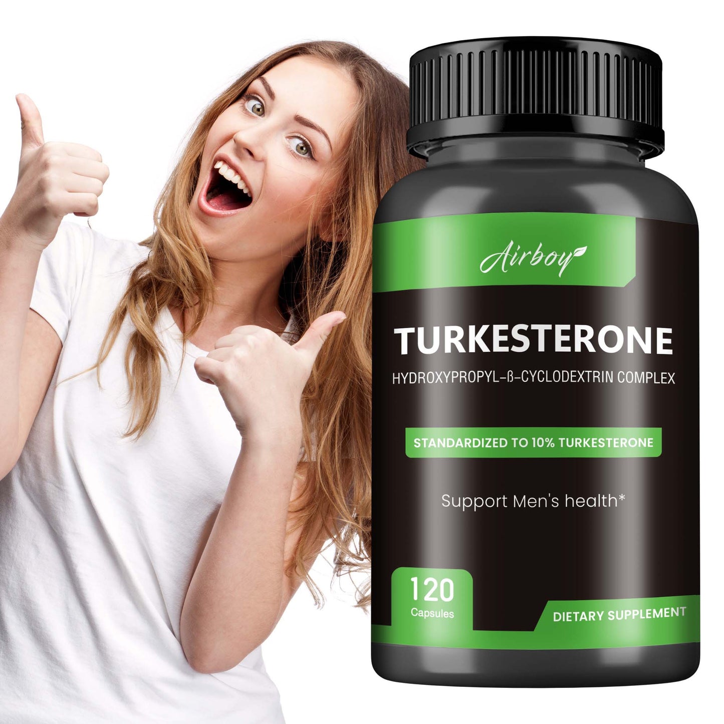 Airboy Turkesterone muscle booster dietary supplement capsules support men's health with 120 servings