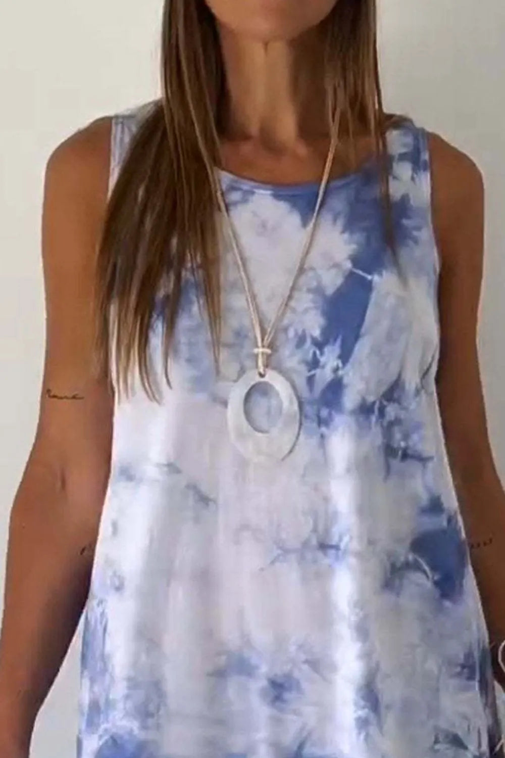 Full Size Tie-Dye Sleeveless Mini Tank Dress Plus Size
