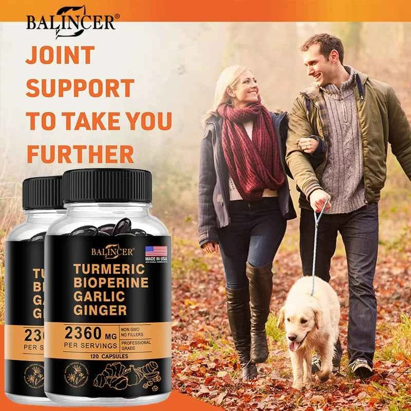 Turmeric Curcumin Capsules with Ginger and Garlic for joint support and overall wellness