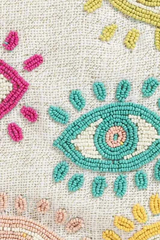 Fame Seed Beaded Eye Pattern Crossbody Bag
