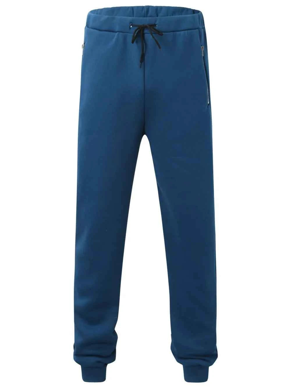 Men's Full Size Drawstring Pants with Pockets Plus Size Peacock Blue