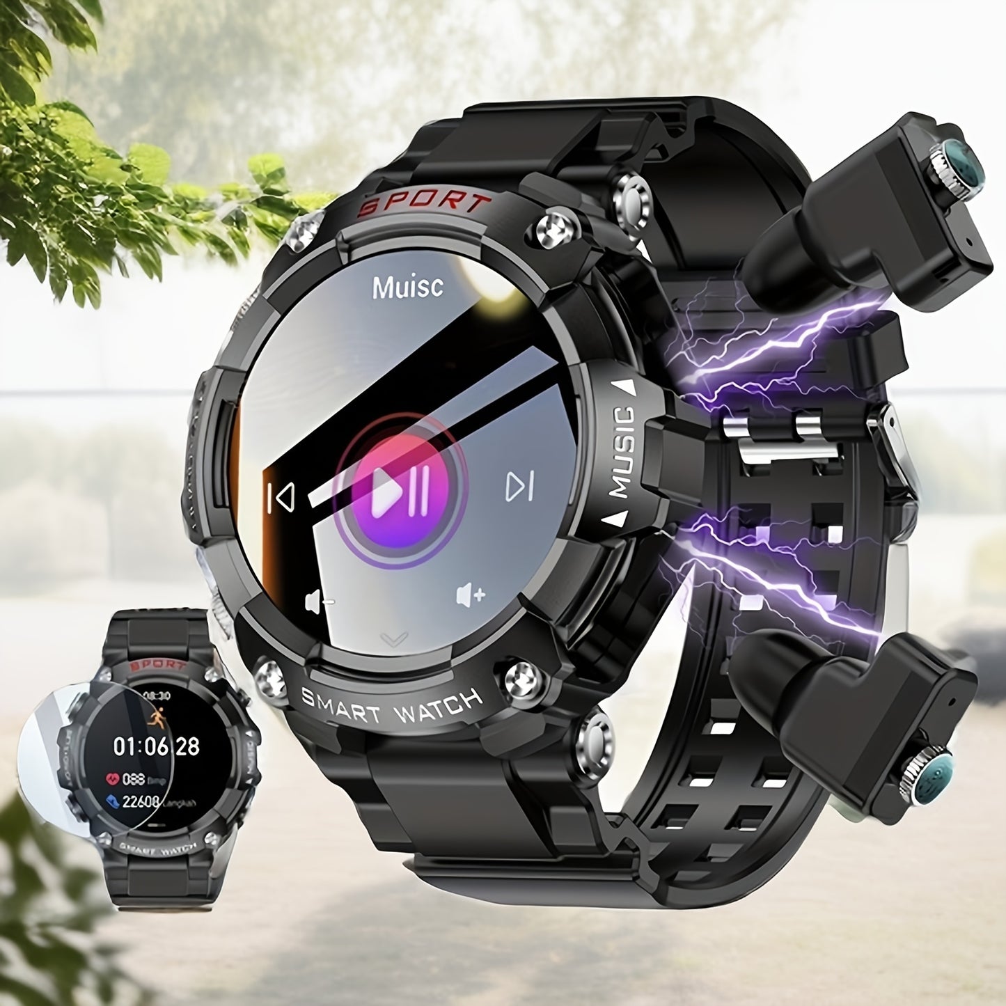 UltraLux SmartFit Pro: Ultimate Smart Watch with TWS Earbuds, Fitness Tracker & MP3 Player