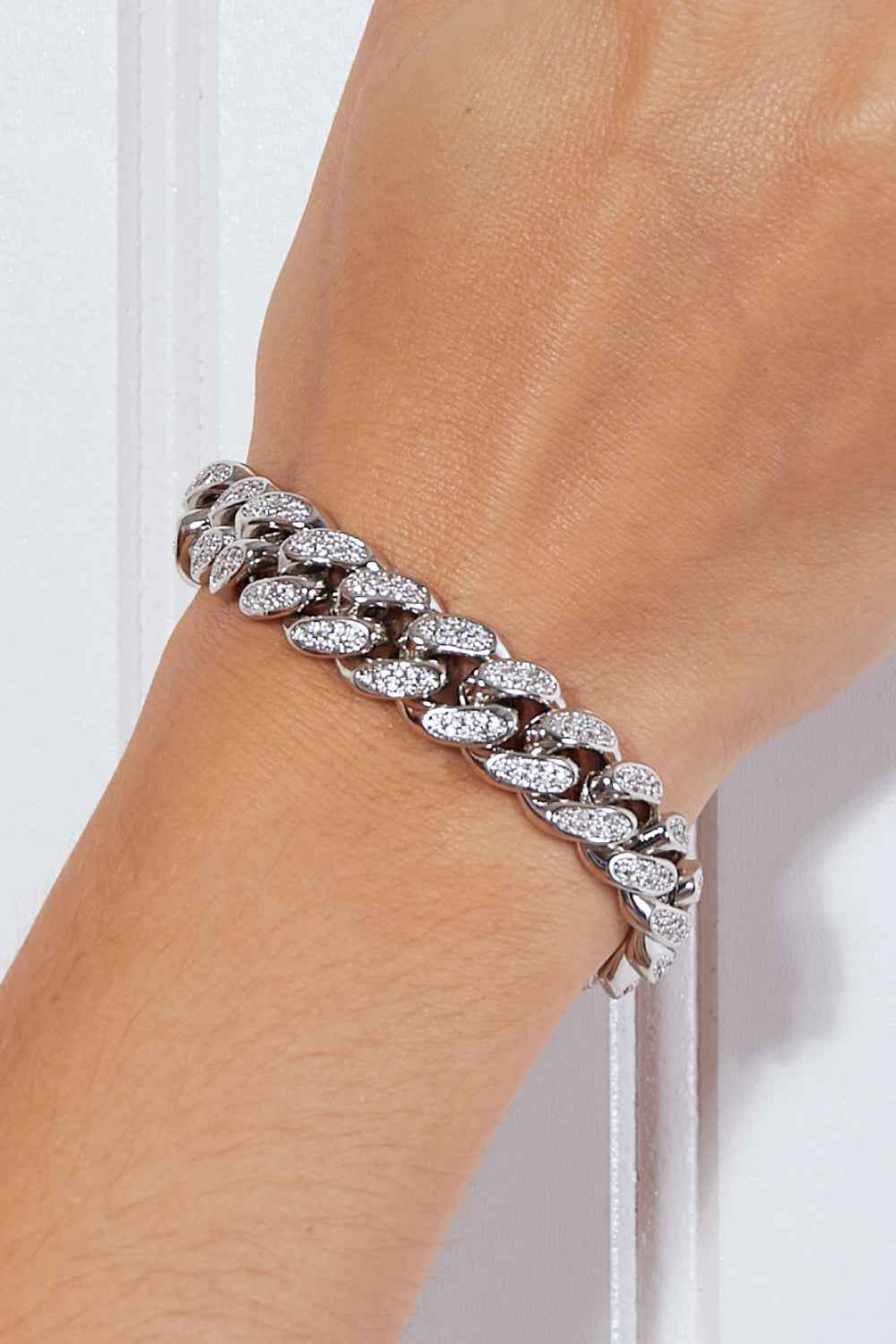 Premium Elite Curb Chain Bracelet Silver 7