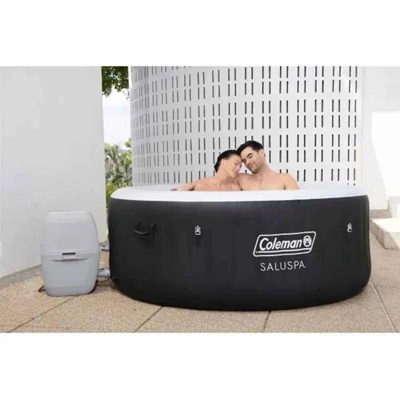Coleman SaluSpa AirJet 2 to 4 Person Round Inflatable Hot Tub Portable Outdoor Spa with 60 Soothing AirJets and Insulated Cover