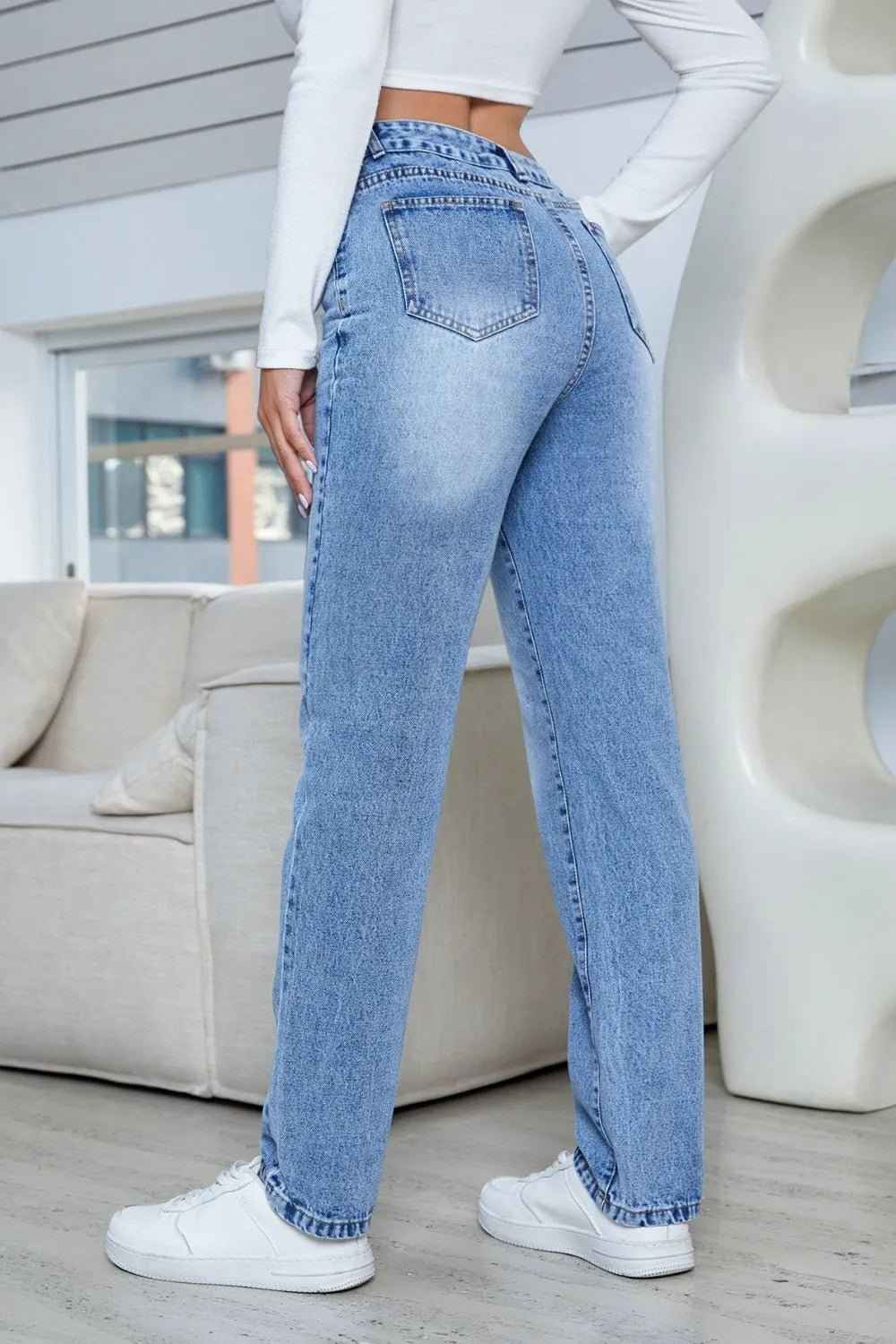 Cowboy pants women's new straight leg easy to wear high waisted pants