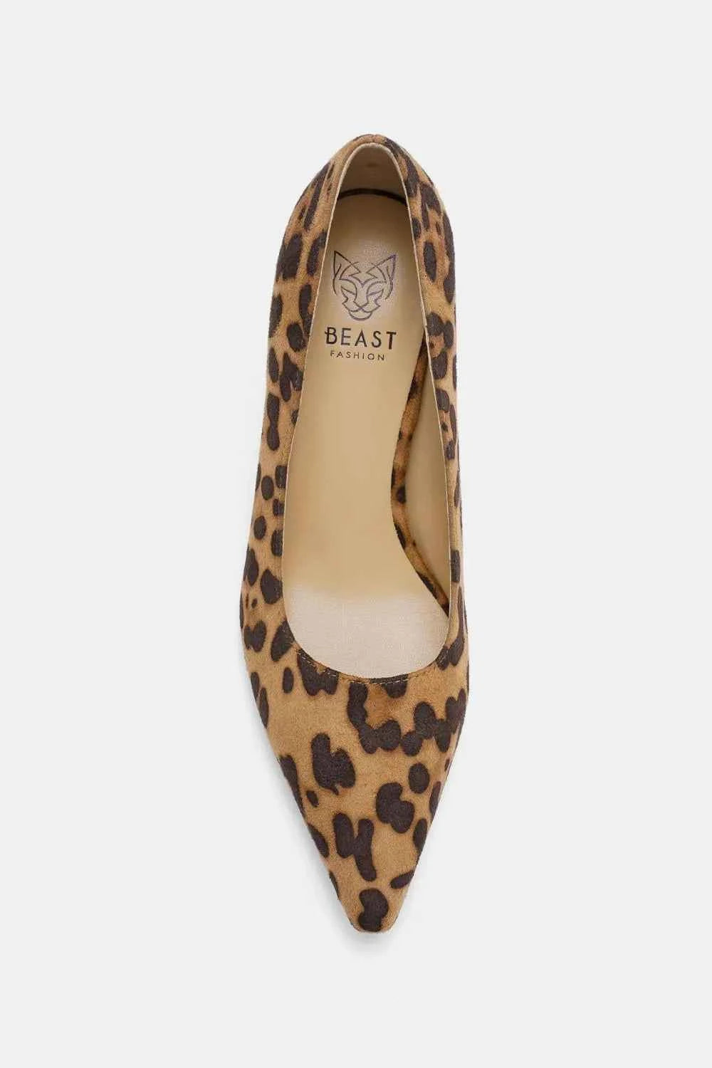 Premium Elite Beast Fashion Faux Suede Leopard Point Toe Pumps