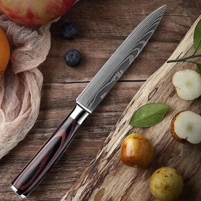Damascus Pattern Chef Knife Set - Premium Quality