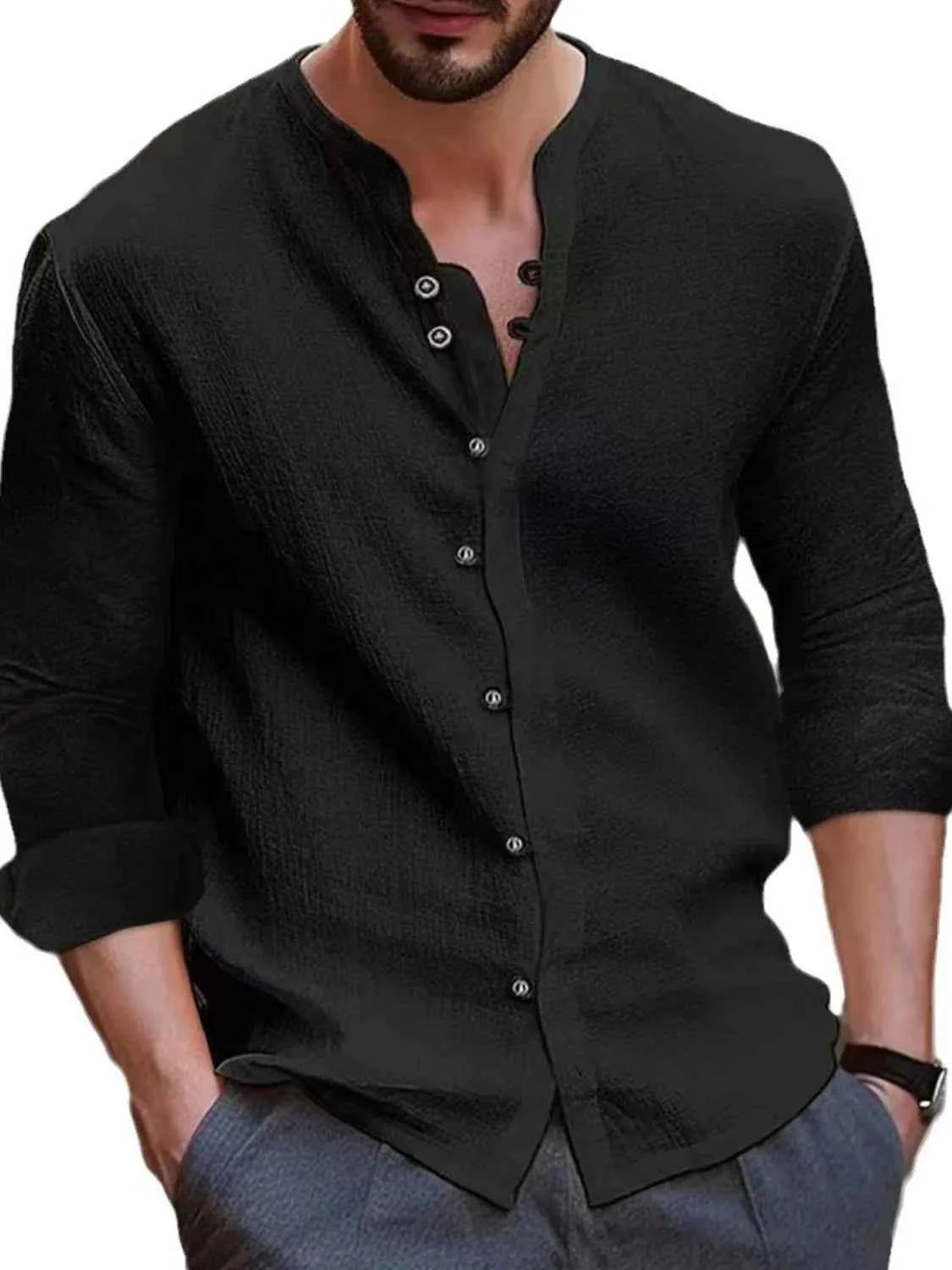 Men's Full Size Button Up Long Sleeve Shirt Plus Size