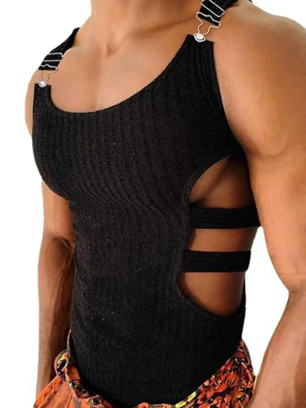 Men's Full Size Side Cutout Round Neck Tank Plus Size