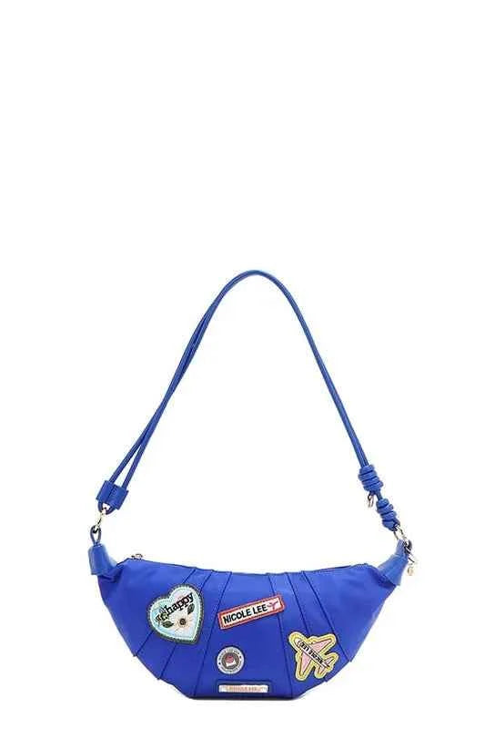 Premium Elite Nicole Lee USA Color Patch Croissant Bag Royal Blue One Size