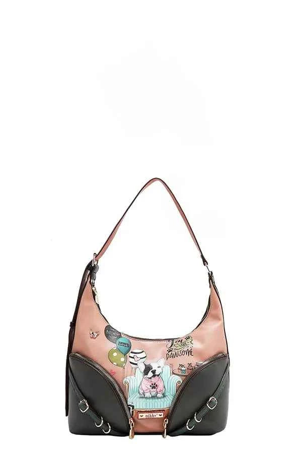 Nicole Lee USA Party King Shoulder Bag with 2 Accessory Pockets Front Apricot One Size