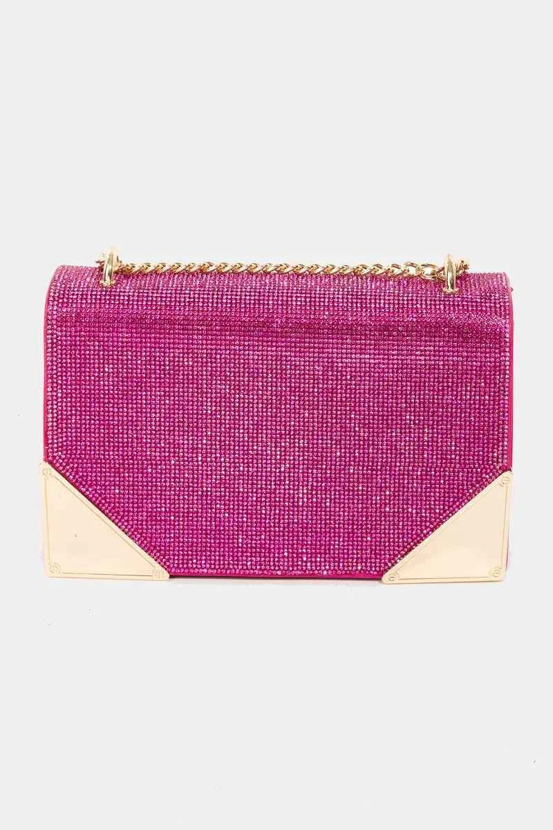 Fame Rhinestone Studded Rectangle Crossbody Bag