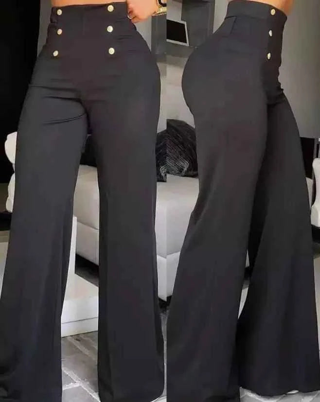 Elegant Essentials High Waist Wide Leg Pants - Top-Rated Office Fashion black