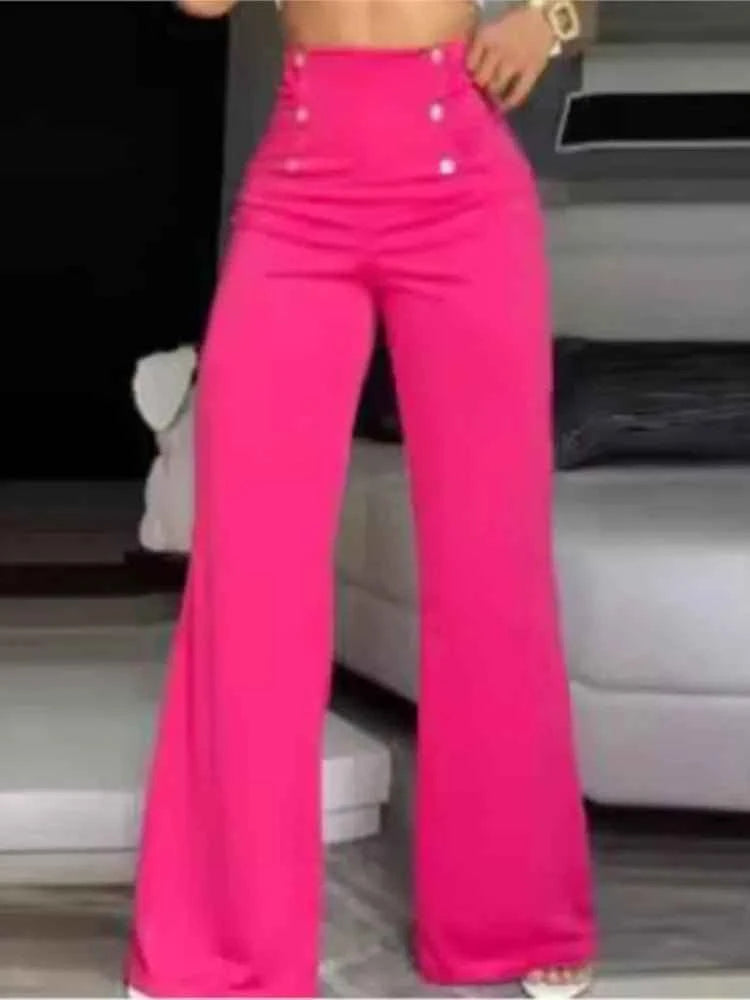 Elegant Essentials High Waist Wide Leg Pants - Top-Rated Office Fashion Rose Red