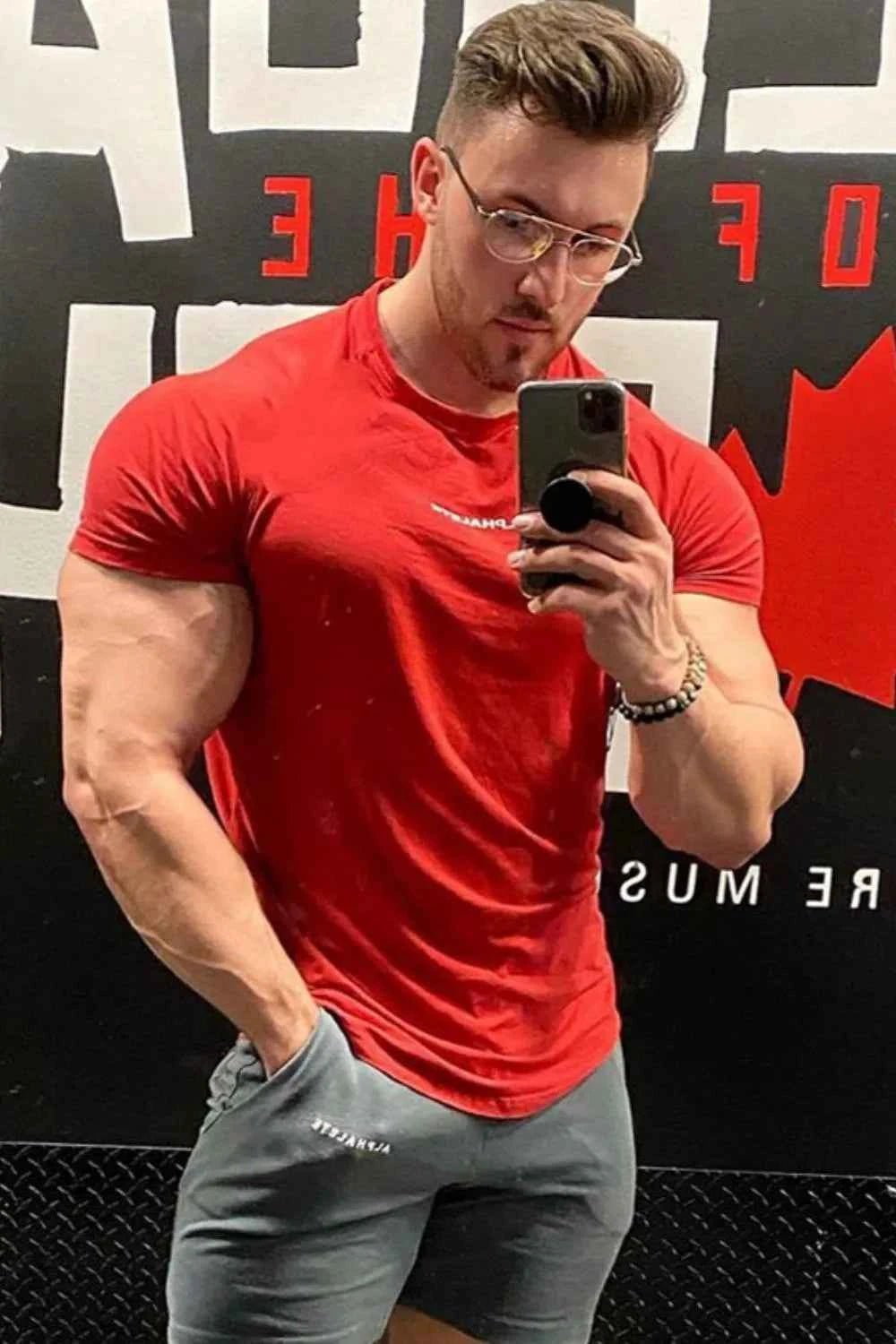 Men's Plus Size Letter Round Neck Short Sleeve T-Shirt Red