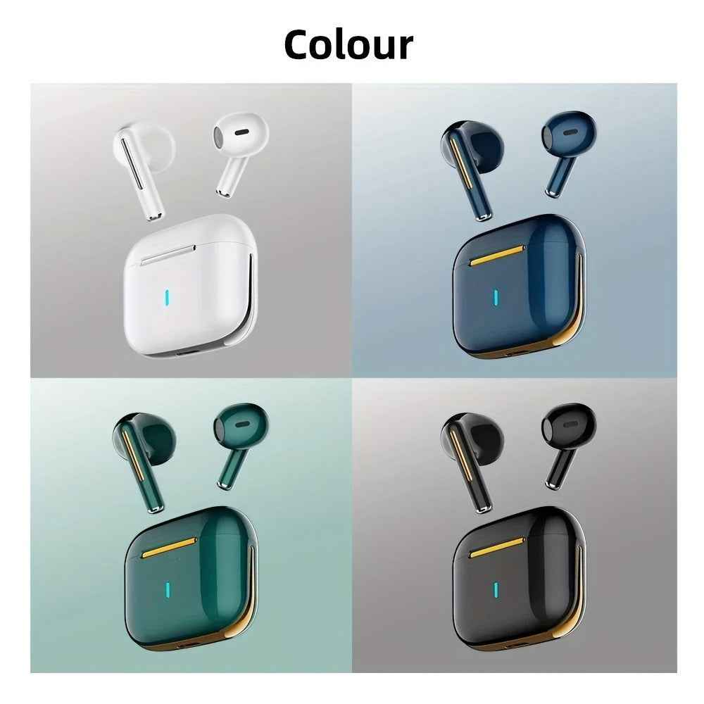 Wireless Earbuds with Volume Control, Semi-Open-Back Earphones with Condenser Microphone, Compatible with iPhone/Samsung/Android, HiFi Sound, ENC Noise Reduction, Long Battery Life, Rechargeable Lithium-Polymer, Ideal for Adu