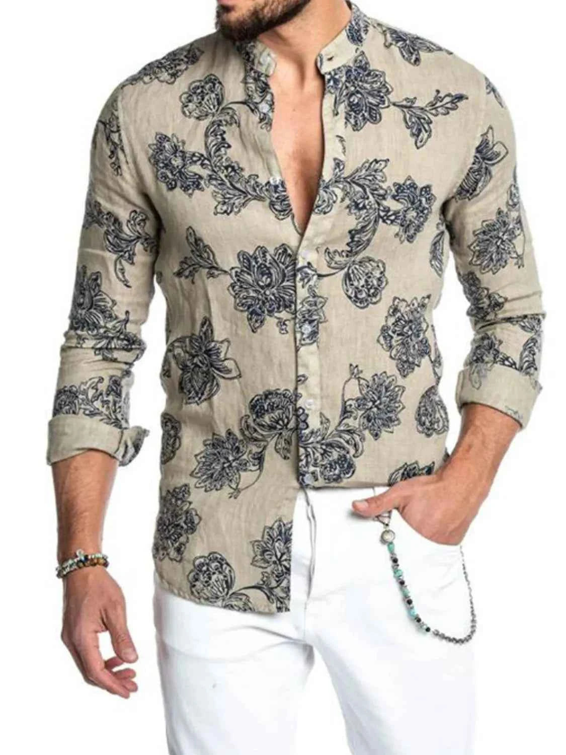 Men's Full Size Button Up Long Sleeve Shirt Plus Size