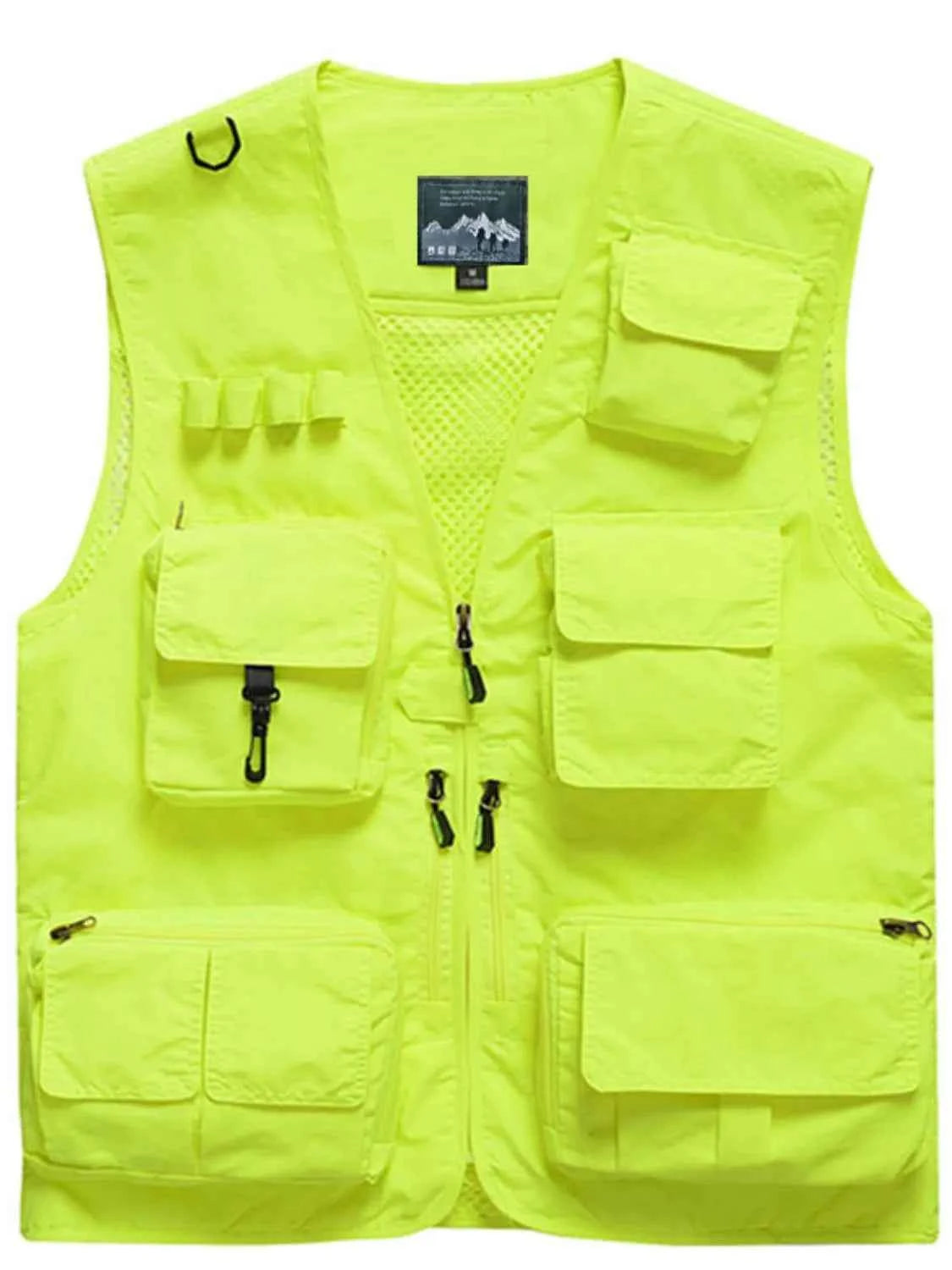 Signature Men's Full Size Mesh Zip Up Vest Plus Size Yellow Green S