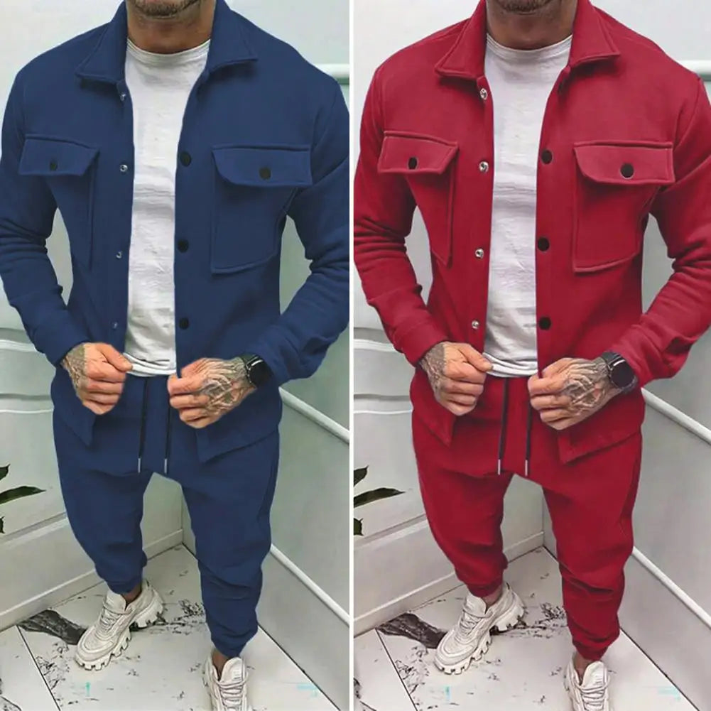Men's activewear set in navy and red with stylish design for comfortable workouts