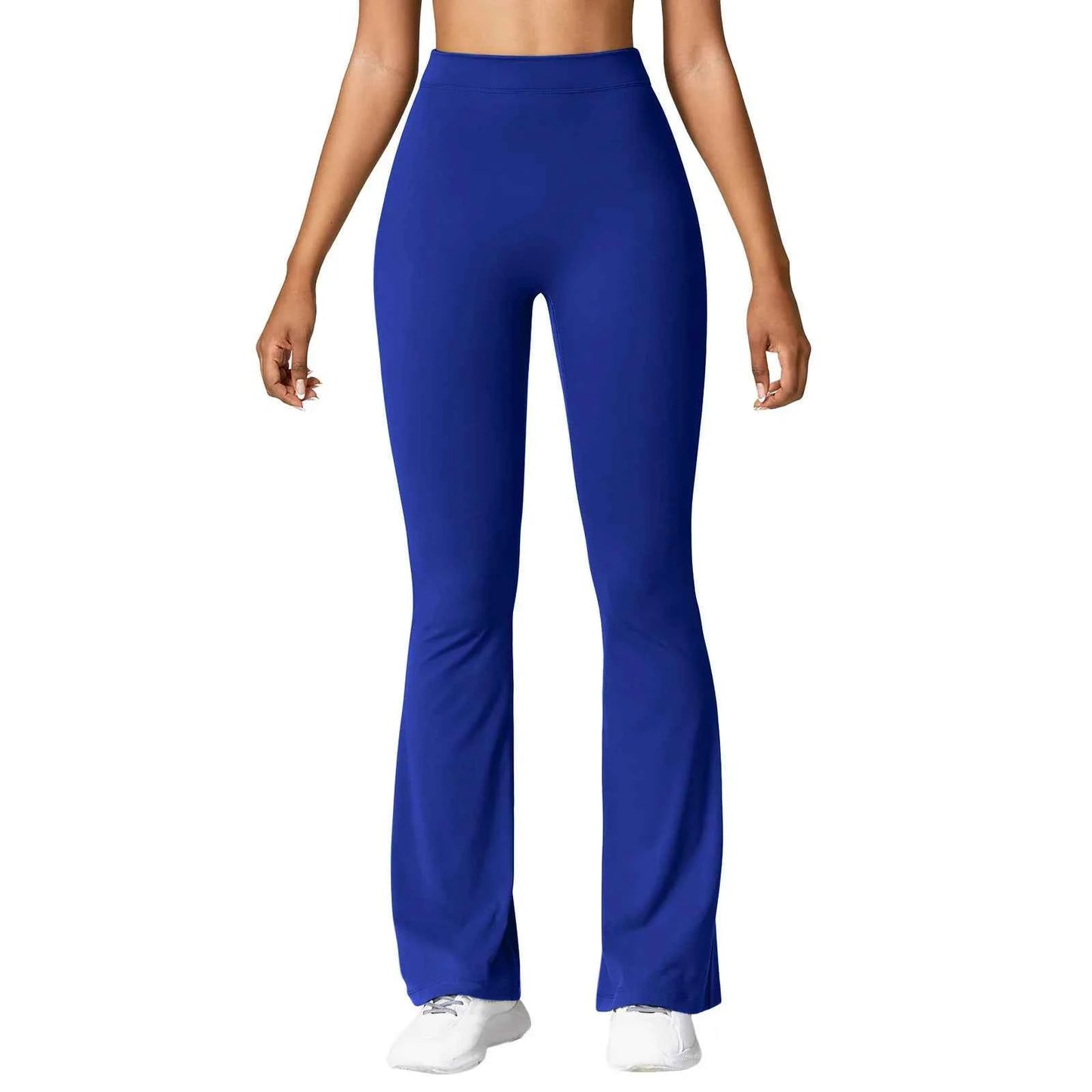 Fashion Micro Horn Leggings Women V-back Waist Sports Pants High Waist Push Up Butt Gym Pants Solid Slim Casual Leggings Blue